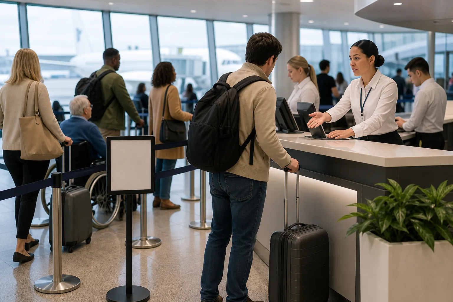 Airport Service Options: visual reference for 5. Airport Service Options, Priority Lines and Rebooking Desks