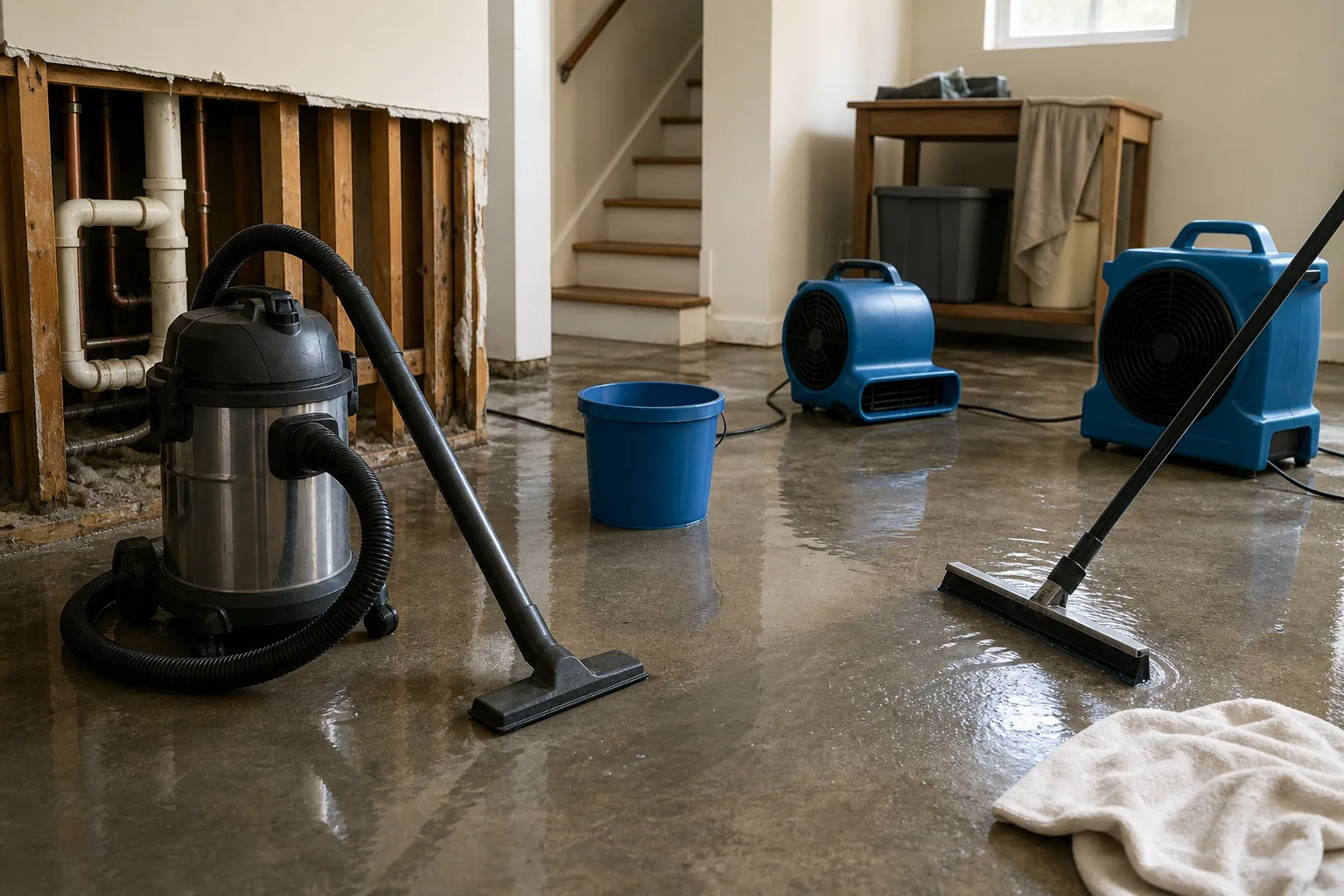 Remove Standing Water and Start Drying: visual reference for 5. Remove Standing Water and Start Drying