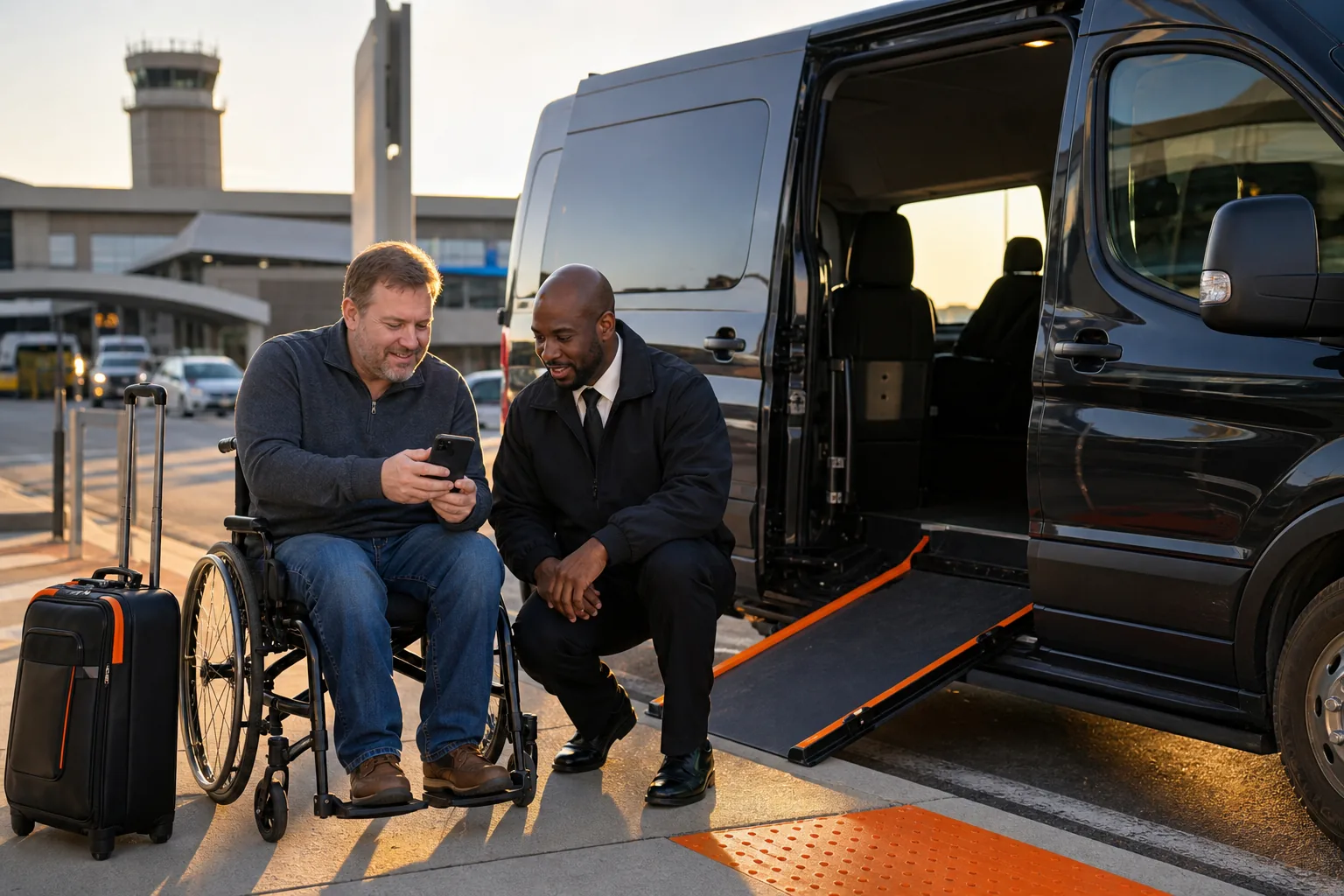 Comparing wheelchair accessible transportation costs and pickup details near Minneapolis airport.