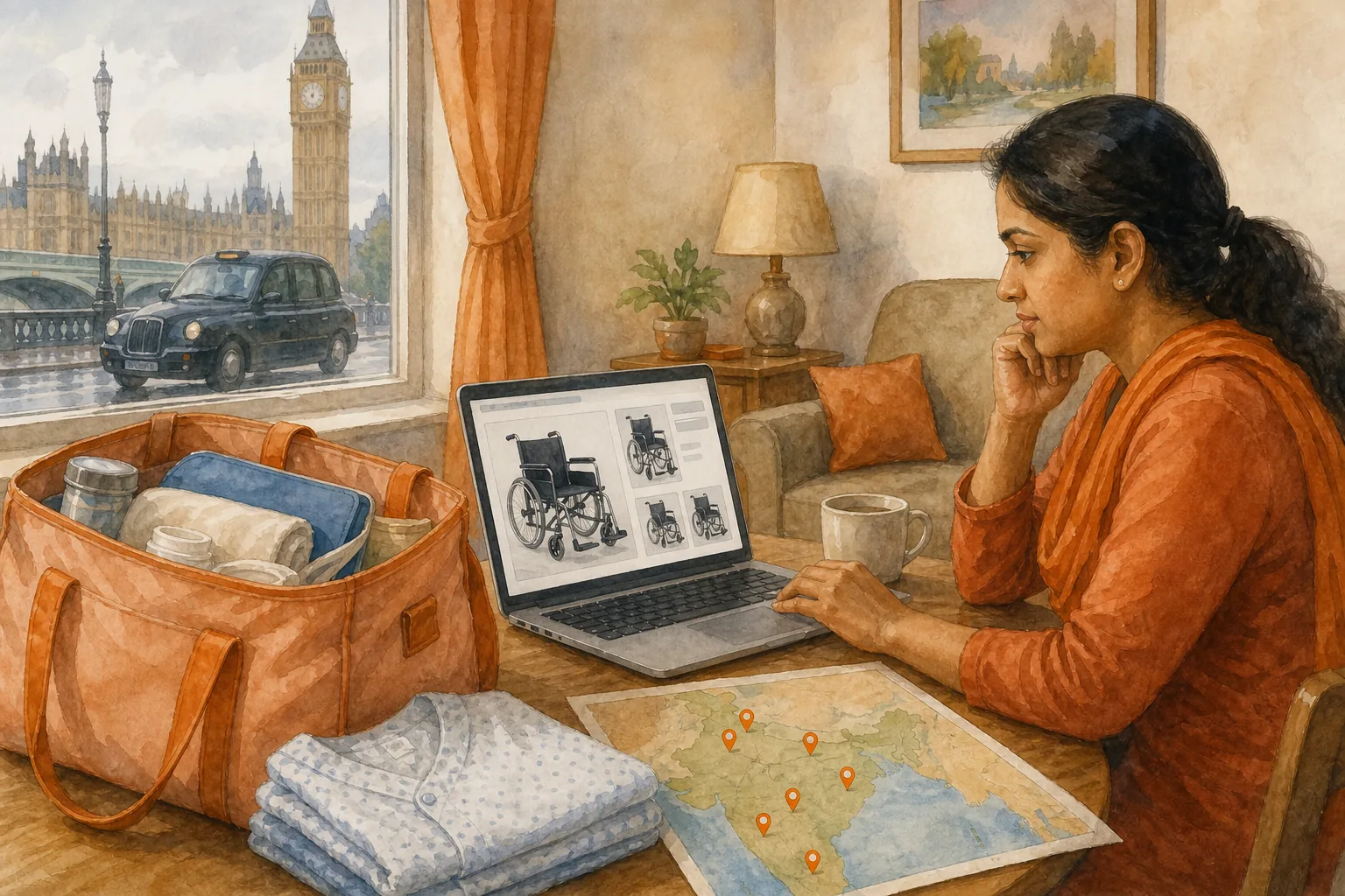 caregiver searching for wheelchair rental near me in India