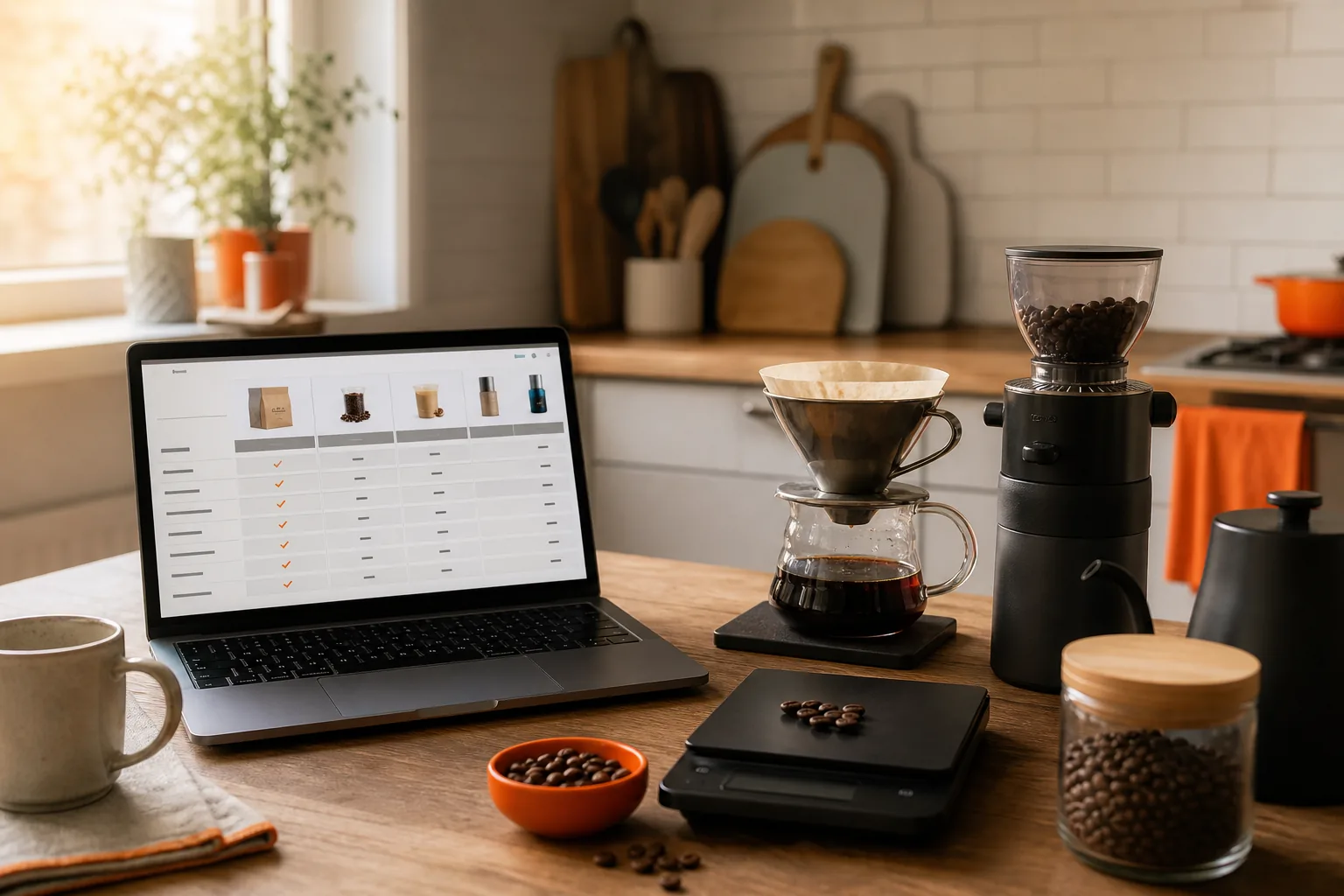 comparing ethical coffee bean prices, formats, roast details, and subscriptions online