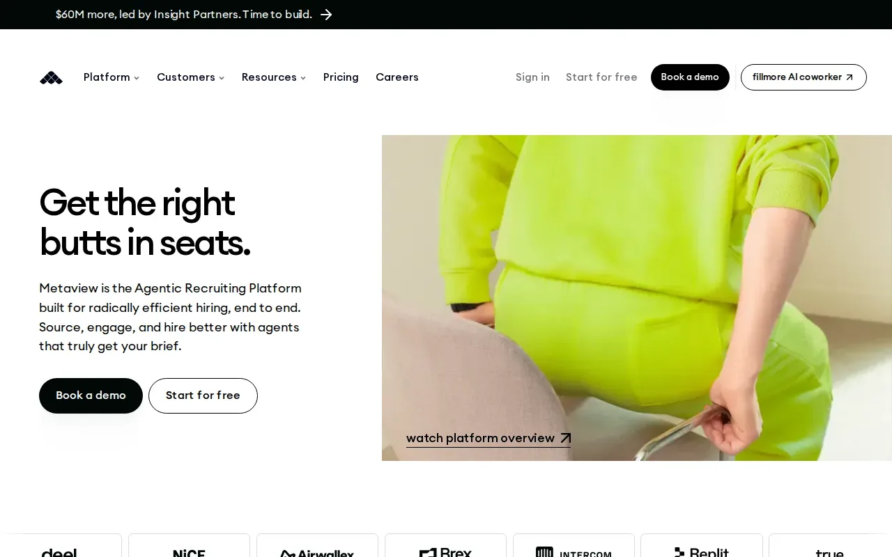 Screenshot of the Metaview website