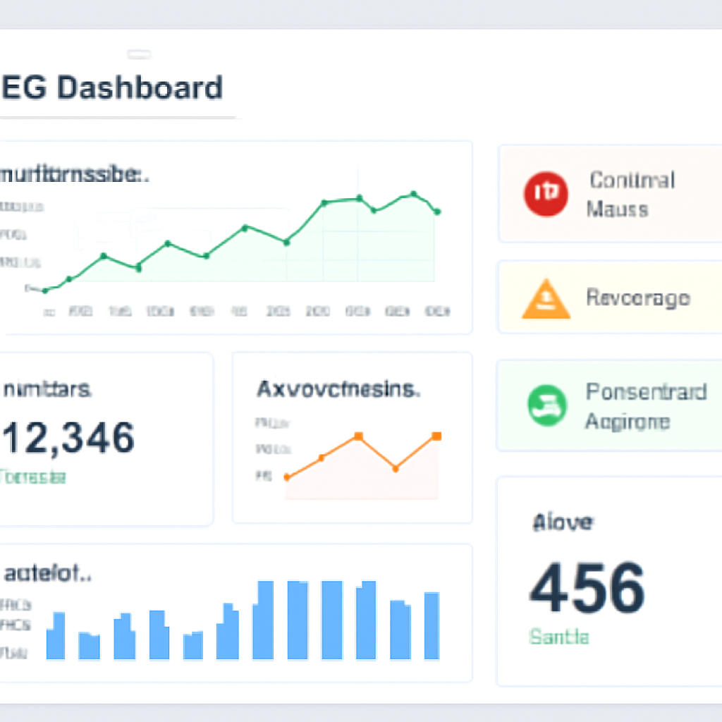 A dashboard screenshot with colourful graphs and alerts. Alt: Automated SEO reporting dashboard showing KPIs and alerts.