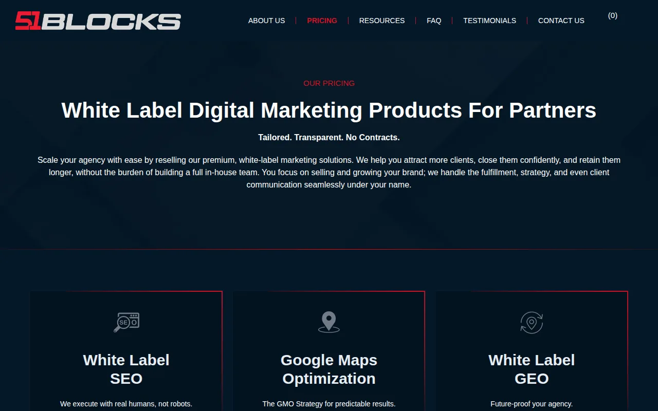 Screenshot of the 51Blocks website
