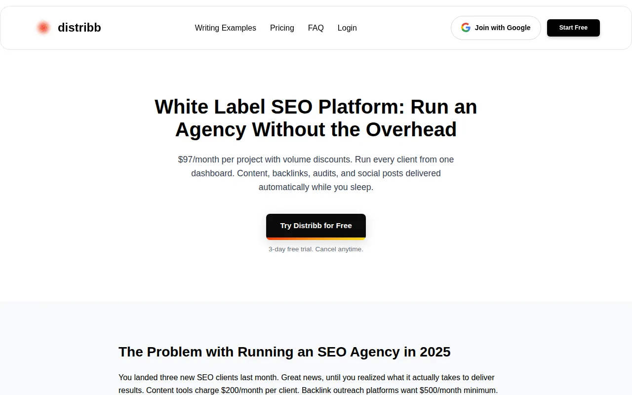 Distribb: Most Complete White Label SEO Software: visual reference for 1. Distribb: Most Complete White Label SEO Software