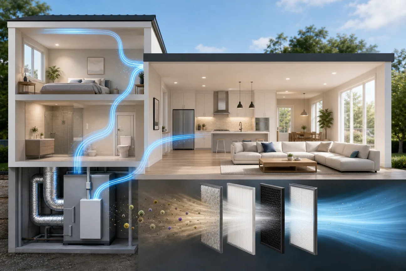 Editorial illustration for Best Whole House Air Purifier Options for 2026