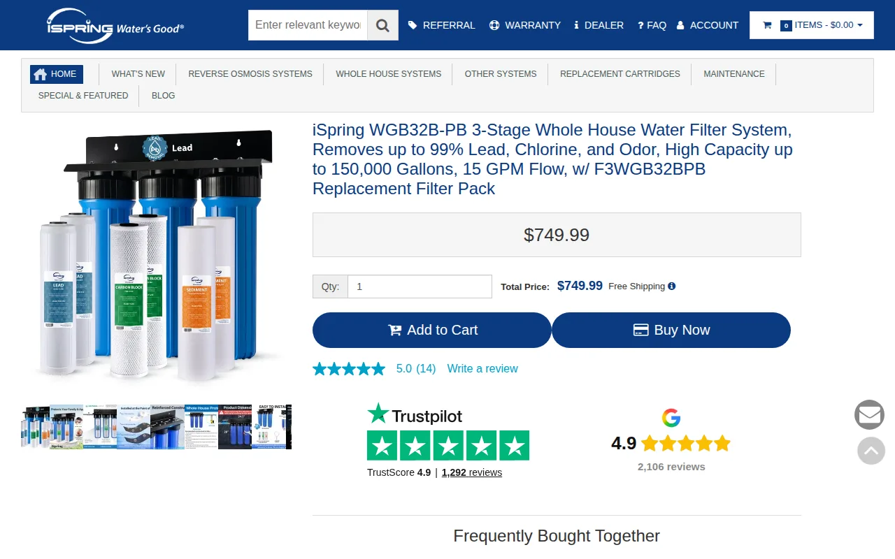 iSpring WGB32B: visual reference for 2. iSpring WGB32B , Budget‑friendly sediment & carbon filter