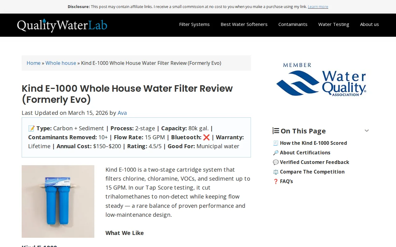 Kind E‑1000: visual reference for 5. Kind E‑1000 , High flow carbon & sediment filter