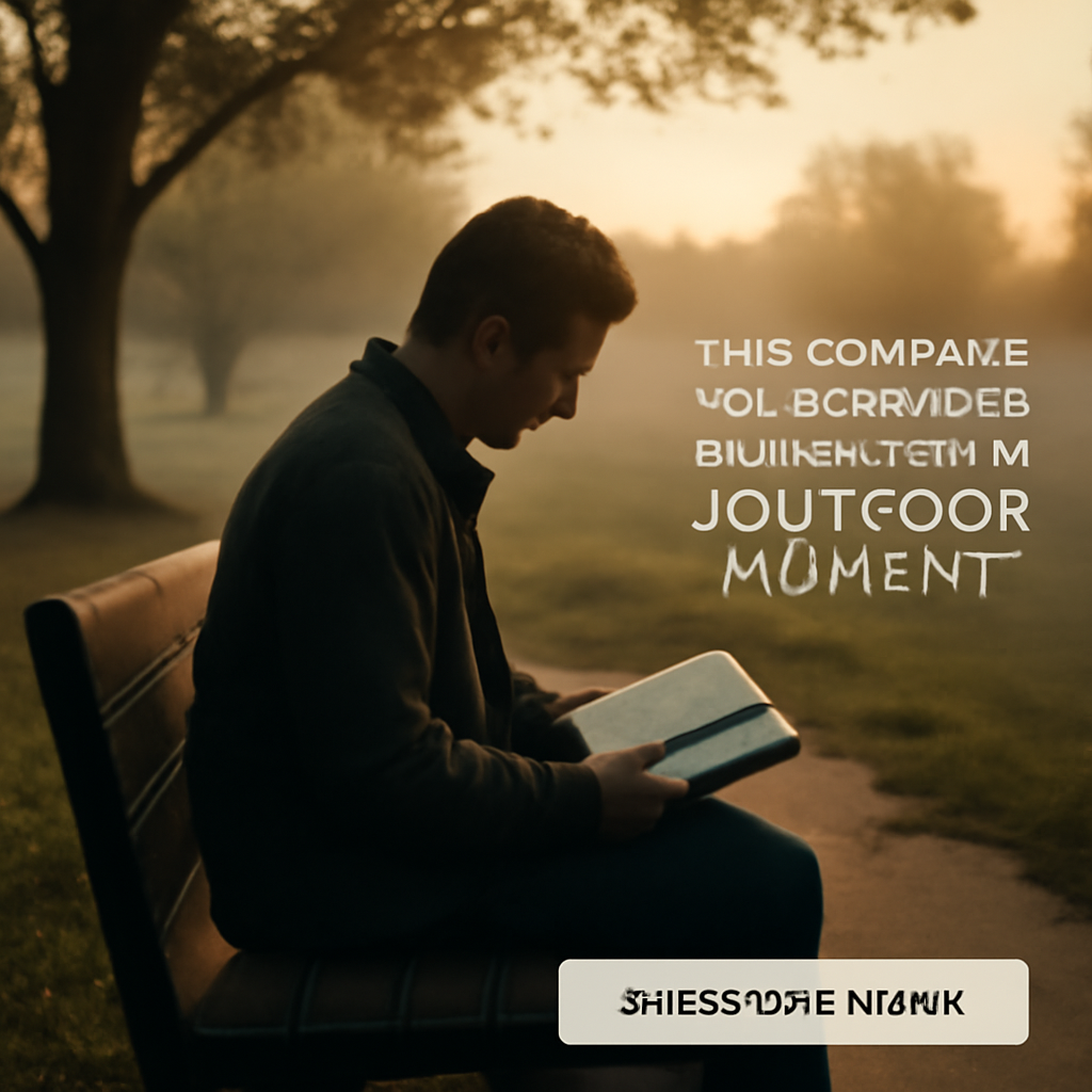 A calm morning scene with a person reading a Bible on a park bench. Alt: Person finding comfort in scripture during a quiet outdoor moment.