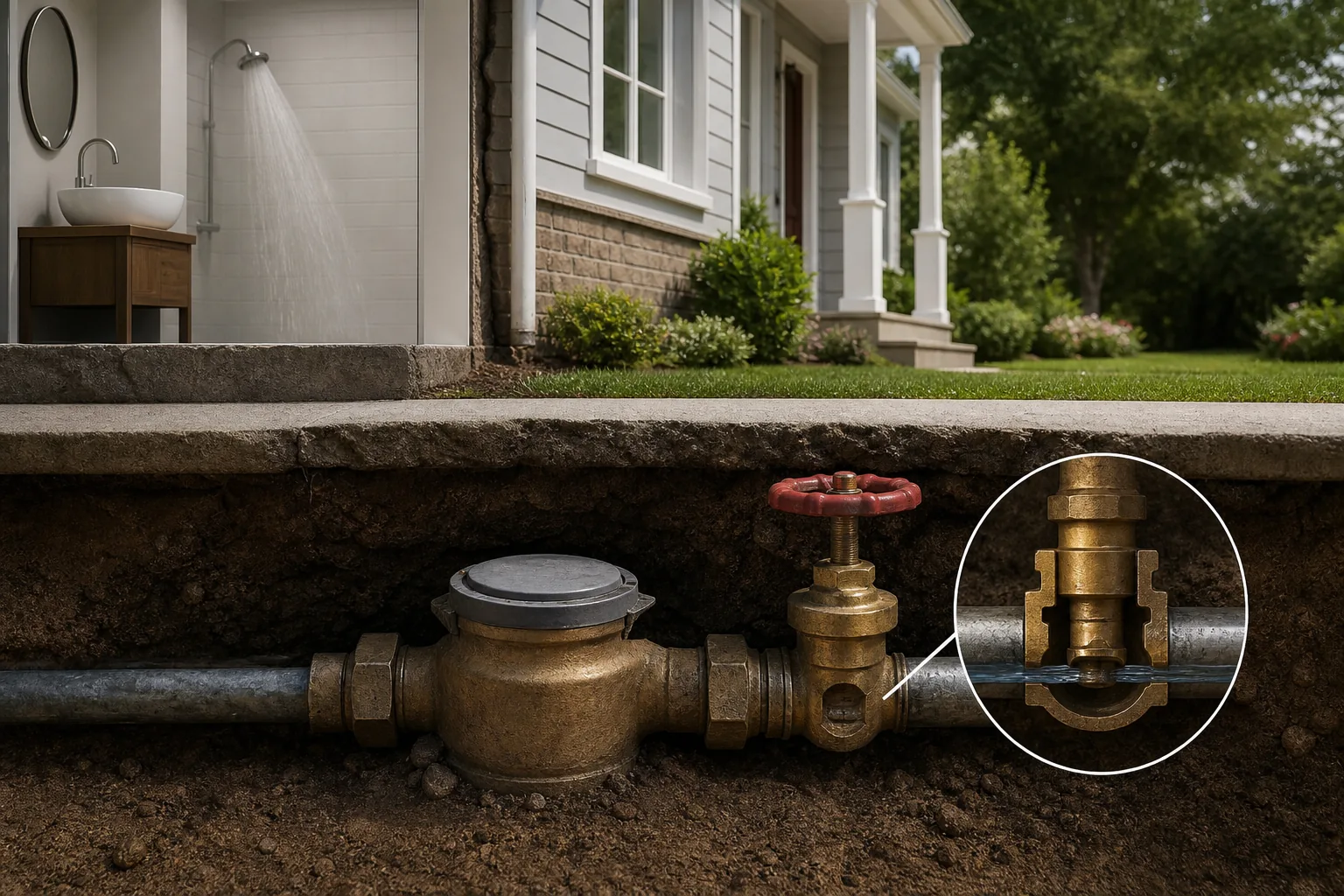 Illustration for Shut-Off Valve at the Water Meter