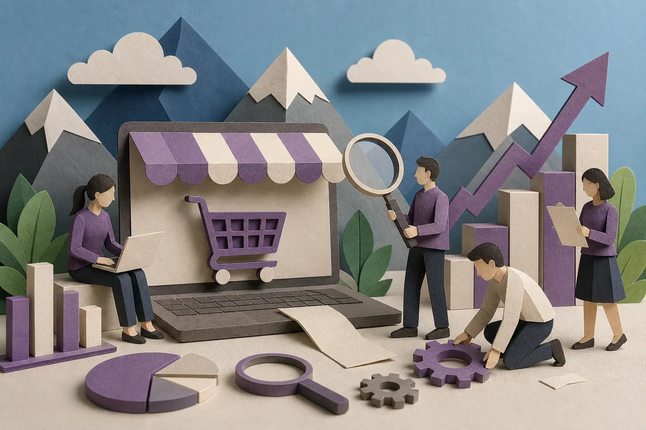 Papercraft illustration of Best WooCommerce SEO Agency Options for 2026