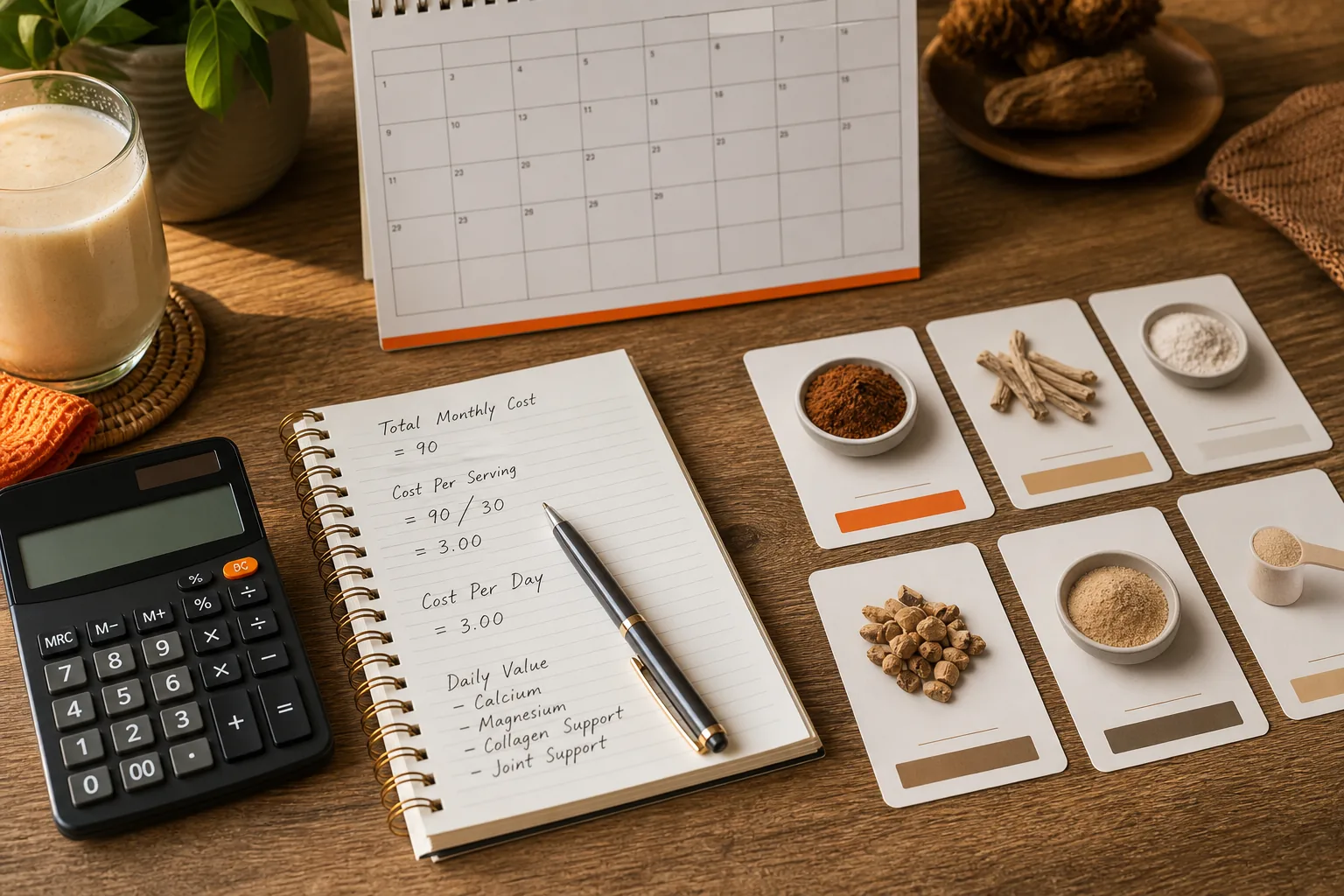 comparing cost per serving and daily value for a wood formula supplement