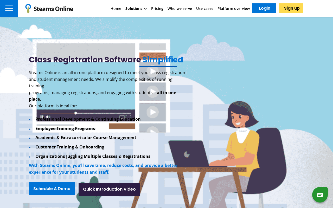 Steams Online homepage screenshot