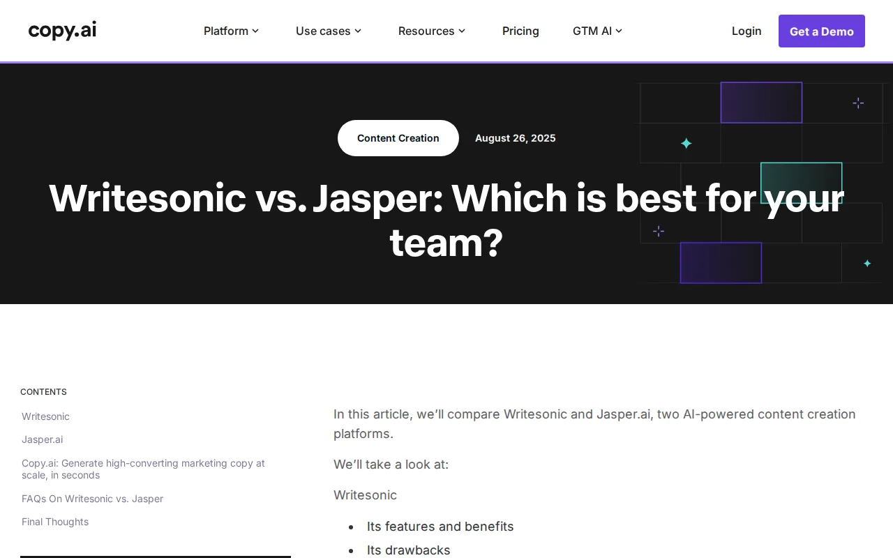 Copy.ai: visual reference for 6. Copy.ai, Flexible Workflow Automation for Content Operations