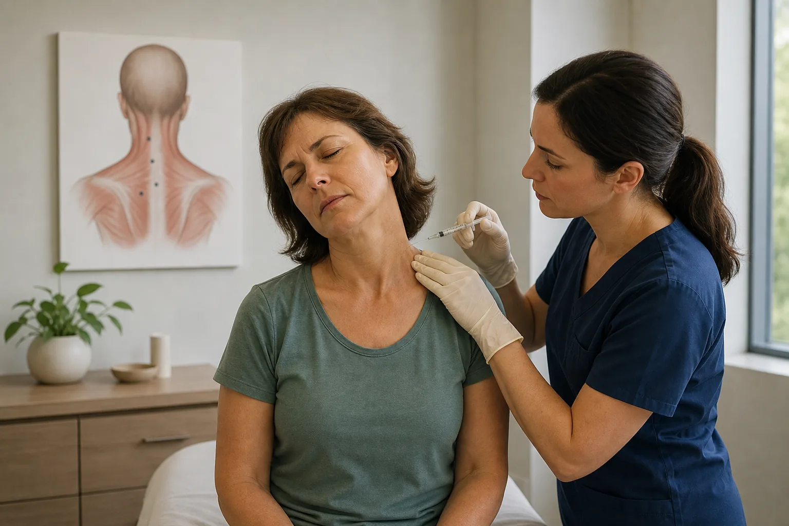 Illustration for Botulinum toxin injection