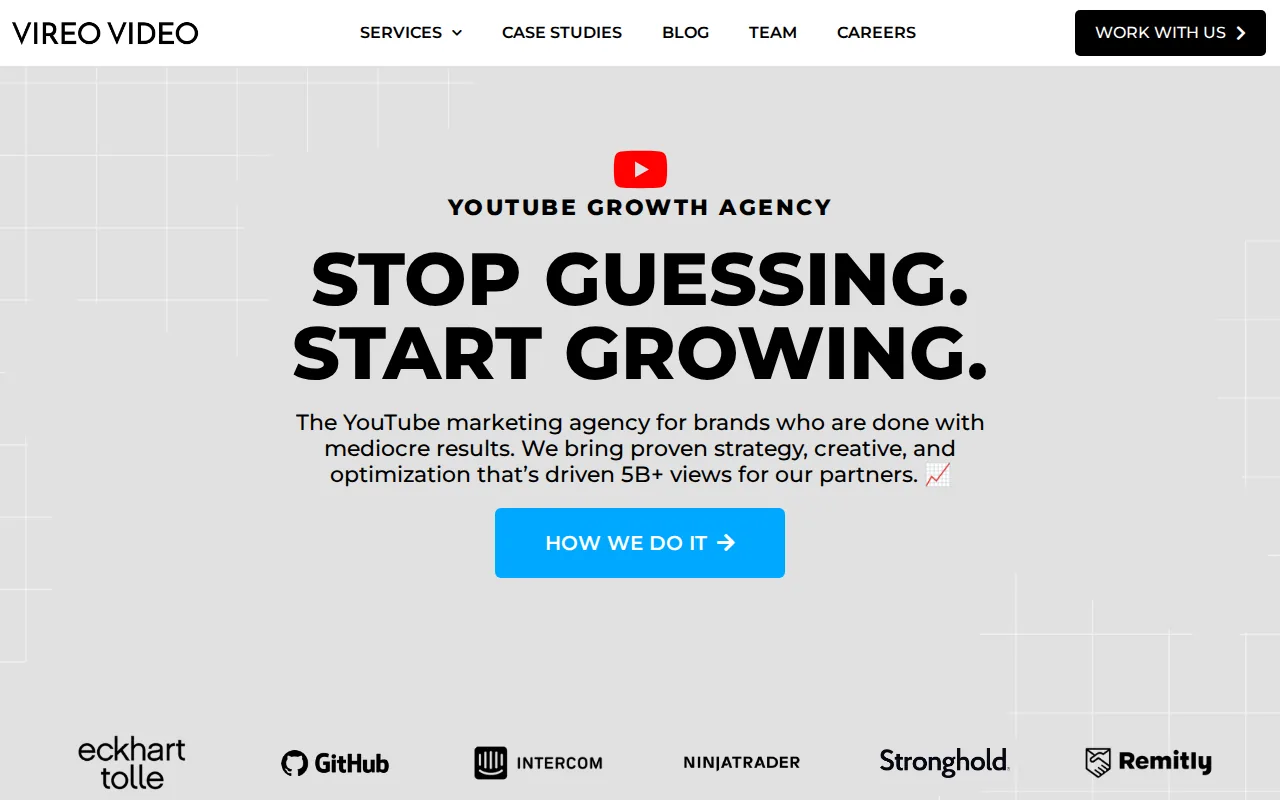 Best YouTube Advertising Agency Options 2 Screenshot of the Vireo Video website