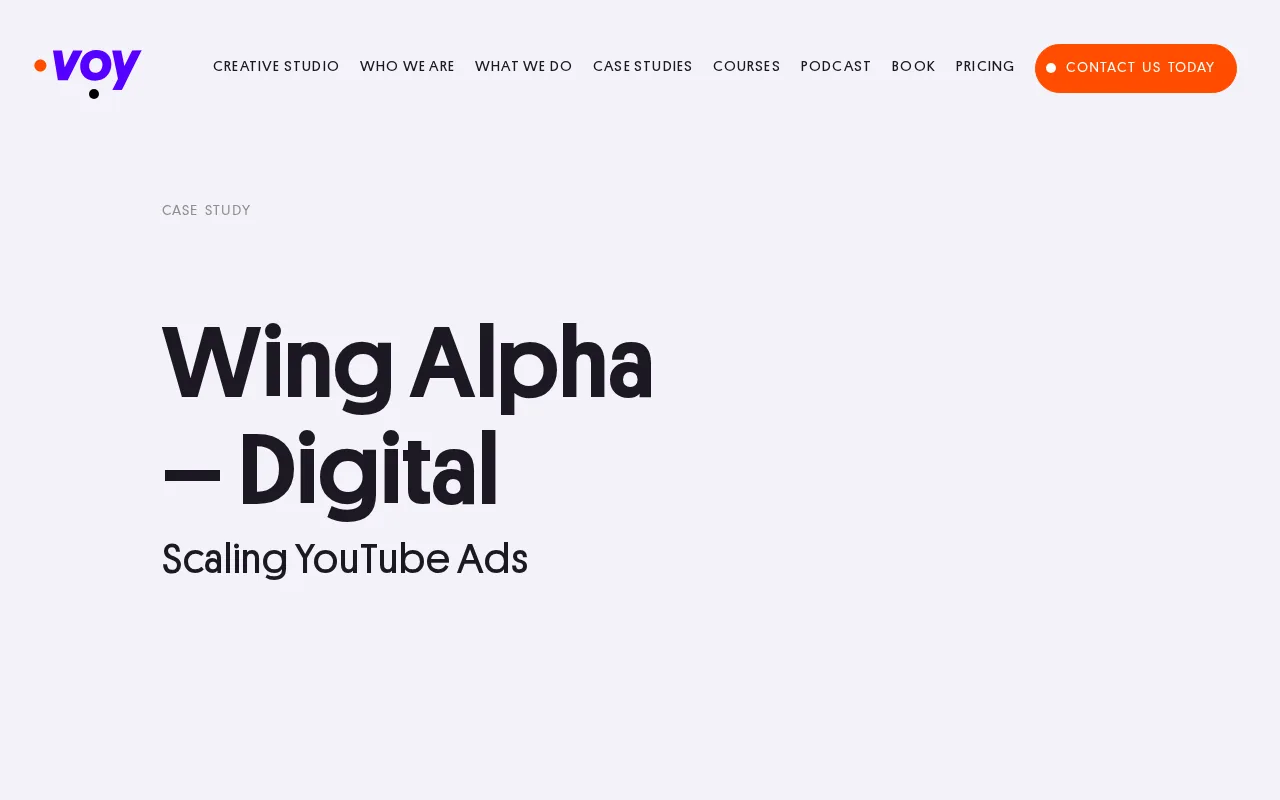 Best YouTube Advertising Agency Options 7 Screenshot of the Voy Media website