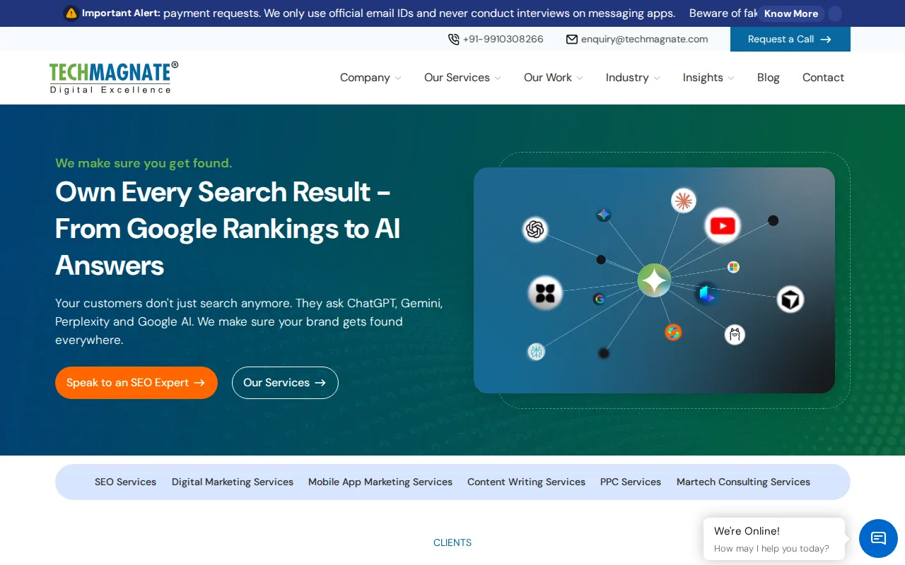 Best YouTube Advertising Agency Options 8 Screenshot of the Techmagnate website