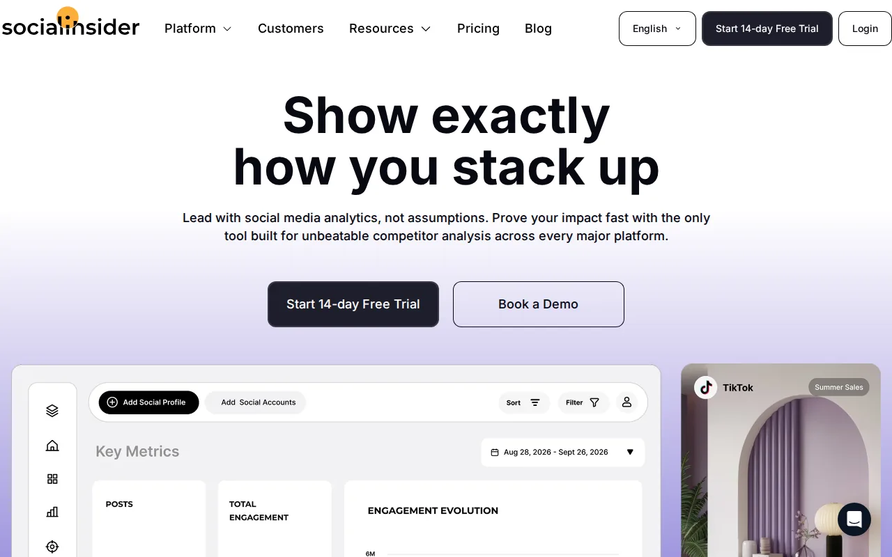 Screenshot of the Socialinsider website