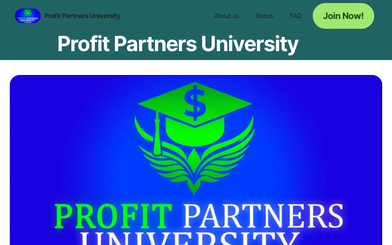 Screenshot of the Profit Partners University website