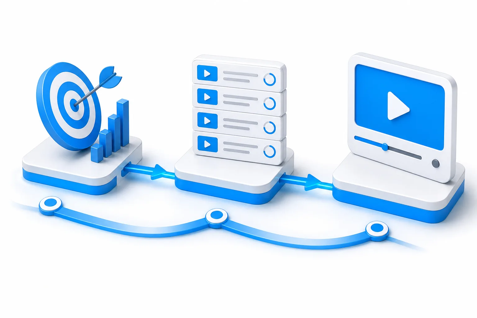 Diagram showing how a creator matches course lessons to channel goals.