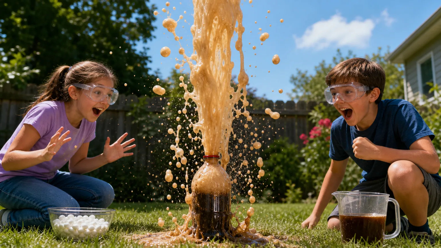Mentos and Diet Coke Geyser: visual reference for 3. Mentos and Diet Coke Geyser — Outdoor Explosions