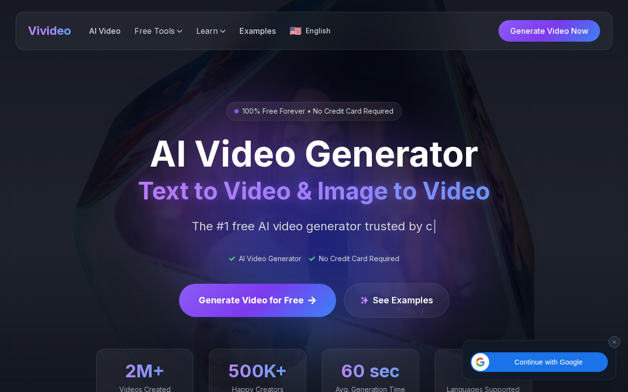 Vivideo Studio homepage screenshot