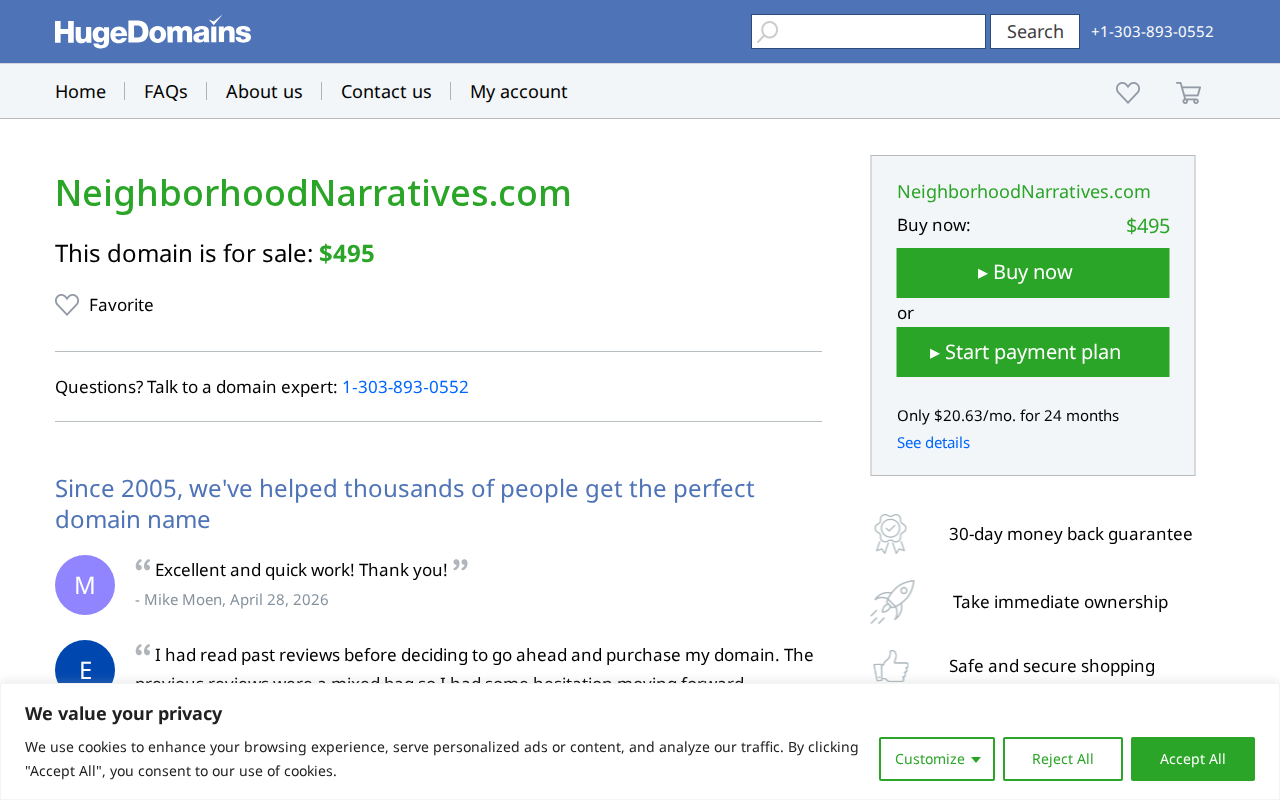 Neighborhood Narratives homepage screenshot