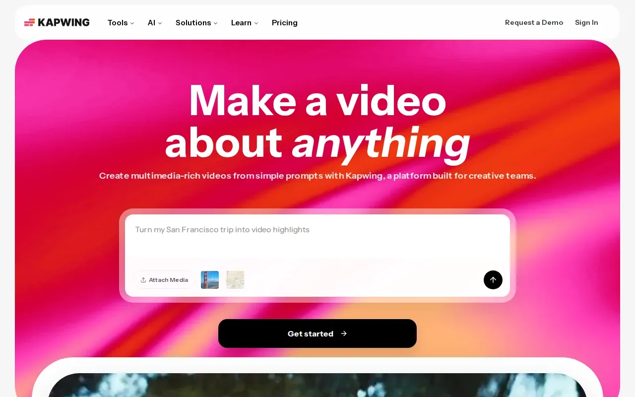 Screenshot of the Kapwing website