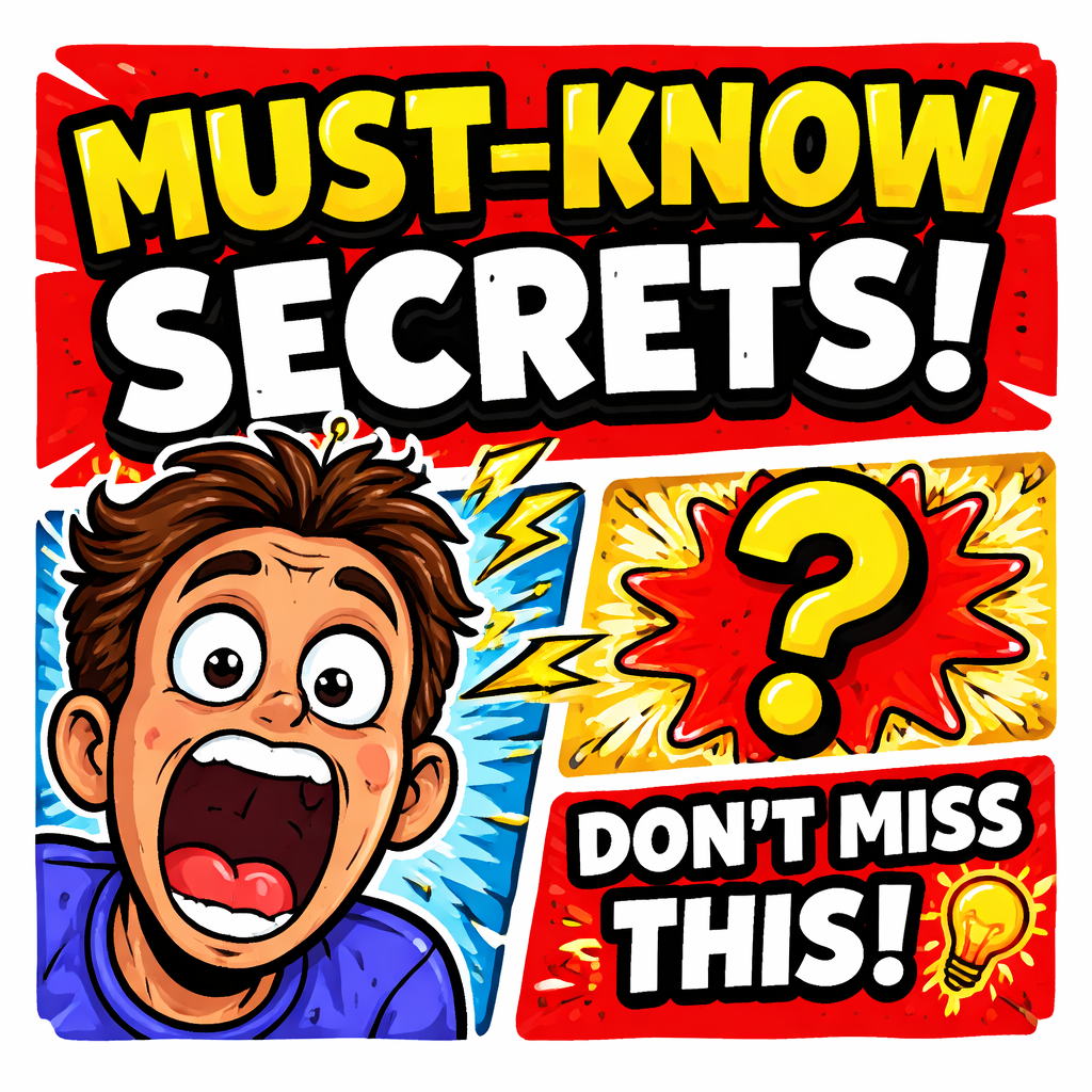 Doodle illustration of a YouTube thumbnail split into sections showing a bold red background, a close‑up expressive face, high‑contrast text, and a curiosity‑gap element, aimed at creators and marketers.