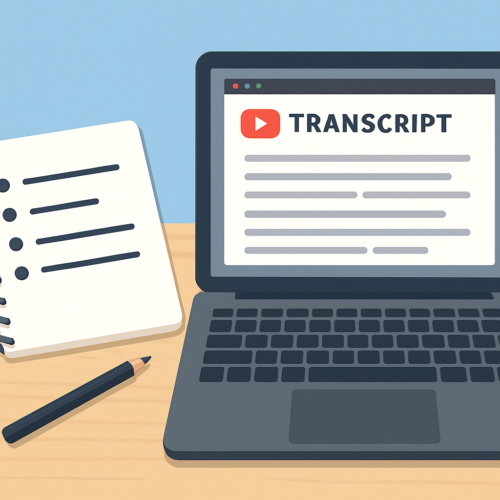 Screenshot of an AI transcription interface showing real-time text generation from a YouTube video