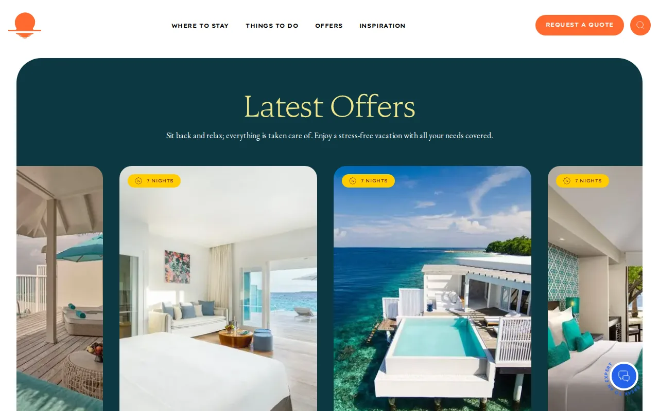 Screenshot of the Maldives website