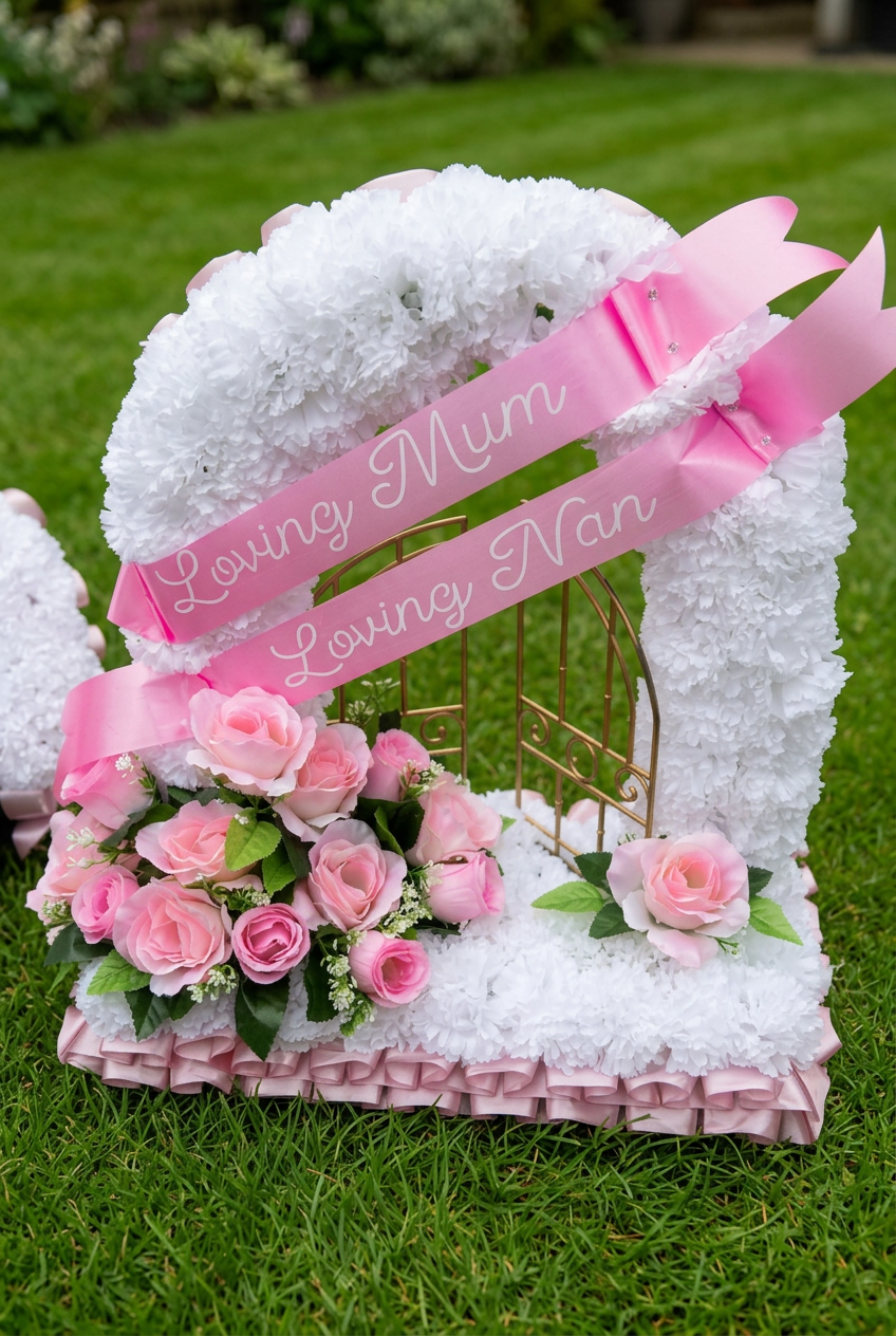 Artificial funeral flowers gates of heaven wreath
