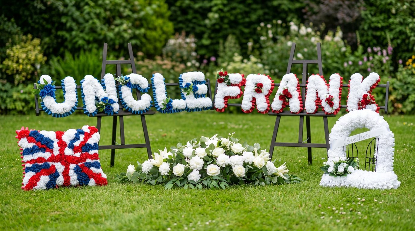 Package of casket spray AUNTY heart artificial flower letters
