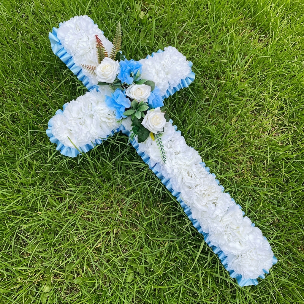 artificial funeral flowers cross wreath